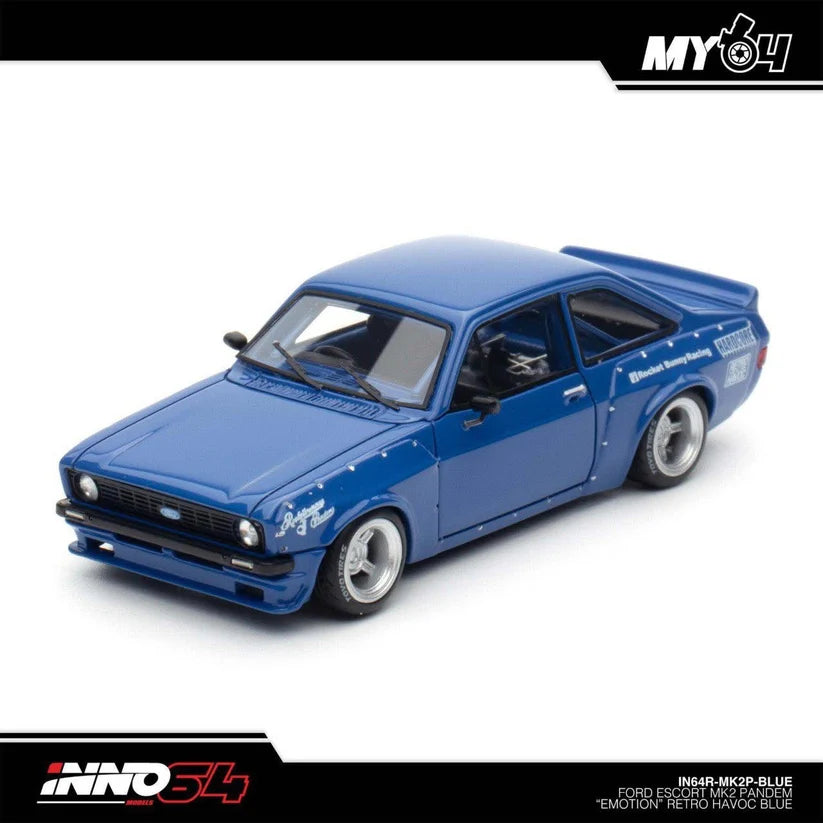 Inno64 1:64 Ford Escort MK2 Pandem *Emotion* Retro Havoc Blue