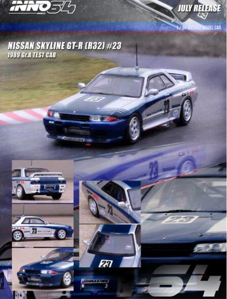 Inno64 1989 Nissan Skyline GT-R (r32) #23 gr.a test car silver/black