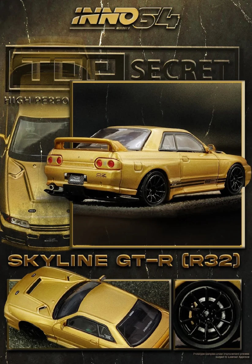 Inno64 1:64 Nissan Top Secret BNR32 GT-R (650R) Gold