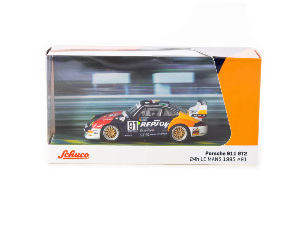 Schuco x Tarmac Works 1:64 Porsche 911 GT2 24h LE MANS 1995 #91