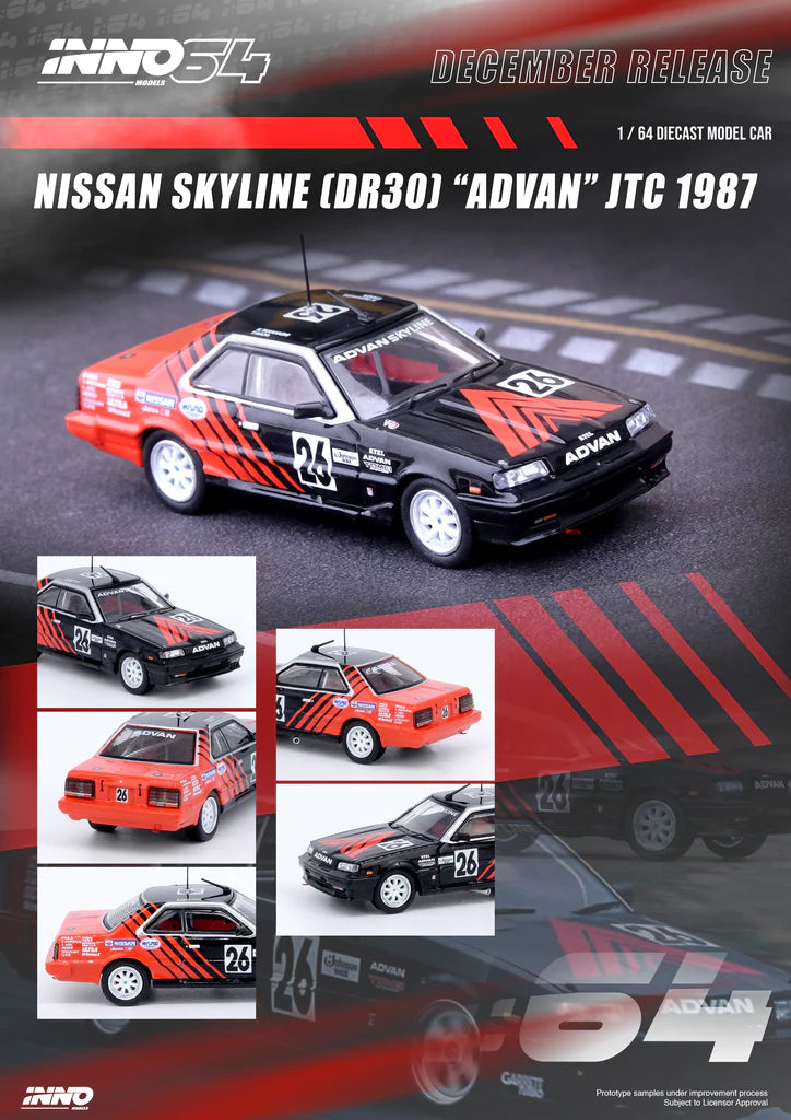 Inno64 1987 Nissan Skyline 2000 RS-X Turbo (DR30) #26 "Advan JTC