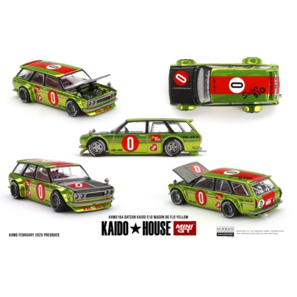 Kaido House x Mini GT Datsun Kaido 510 Wagon OG FLO Yellow 1:64