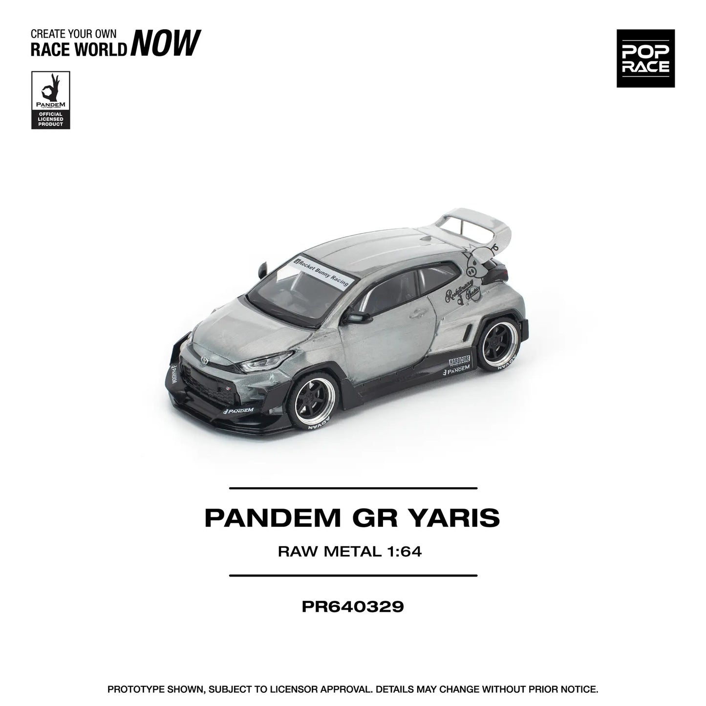 Pop Race 1:64 Pandem GR Yaris Raw Metal #0329