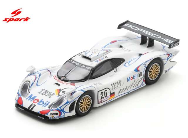 Spark Models 1:64 1998 Porsche 911 GT1 #26 A.Mcnish/L.Aiello/S.Ortelli Winner Le Mans 24h White