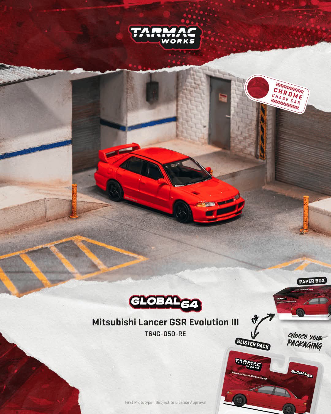 Tarmac Works 1:64 1995 Mitsubishi Lancer GSR Evo III Red
