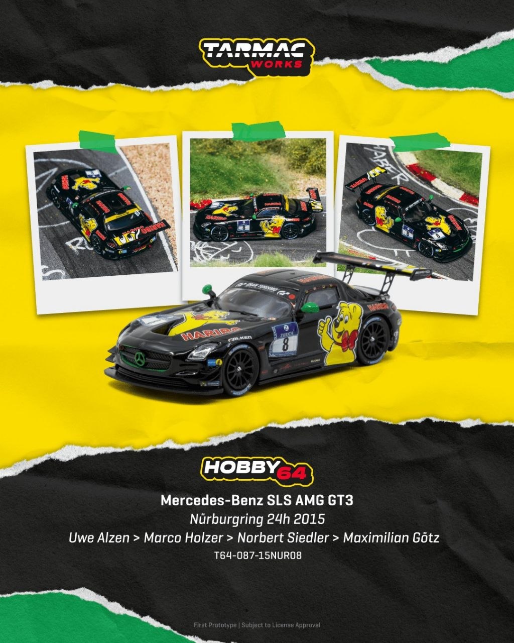 Tarmac Works 1:64 Mercedes-Benz SLS AMG GT3 Nürburgring 24h 2015 Uwe Alzen/Marco Holzer/Norbert Siedler/Maximilian Götz