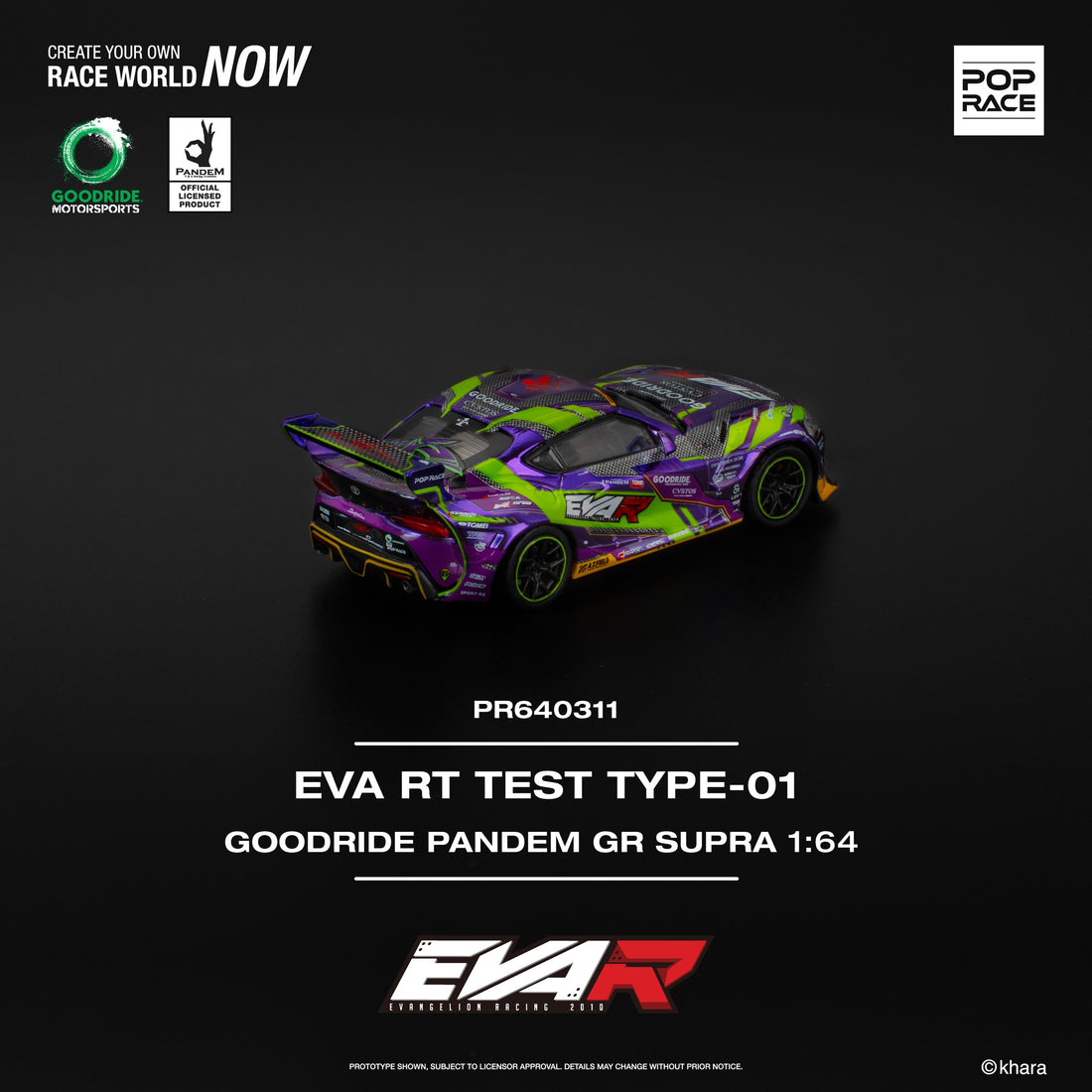 Pop Race 1:64 EVA RT Test Type-01 GOODRIDE Pandem GR Supra PR640311