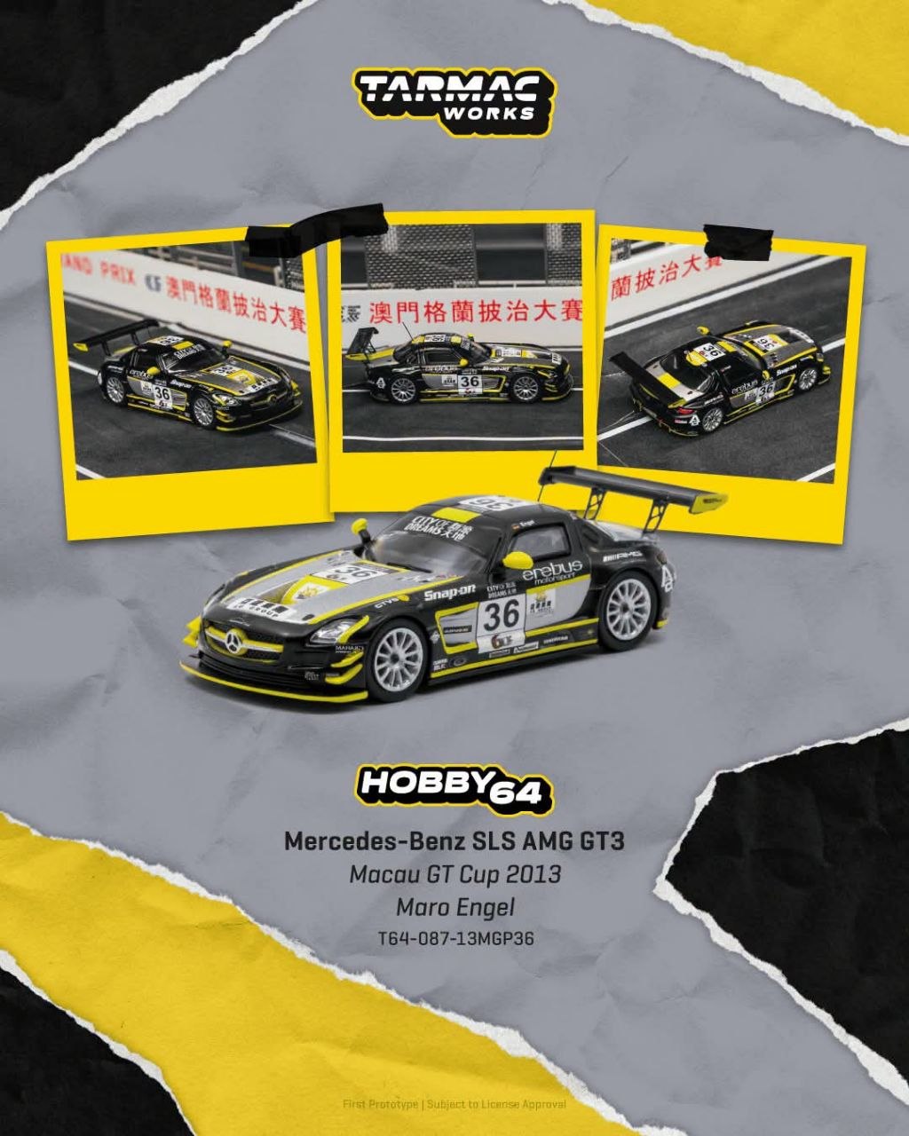 Tarmac Works 1:64 Mercedes-Benz SLS AMG GT3 Macau GT Cup 2013 Maro Engel