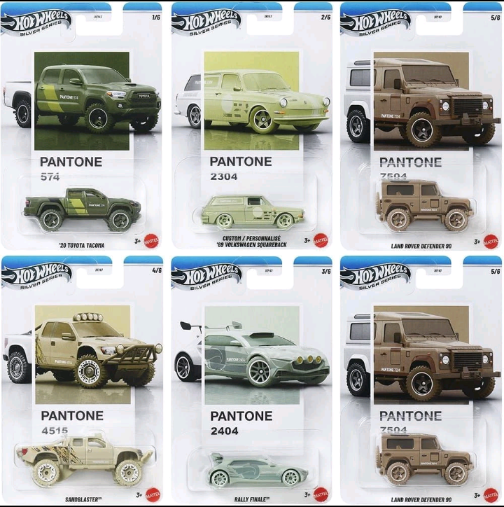 Hot Wheels 1:64 Pantone Mix 2 Full Set of 6 Silver Series