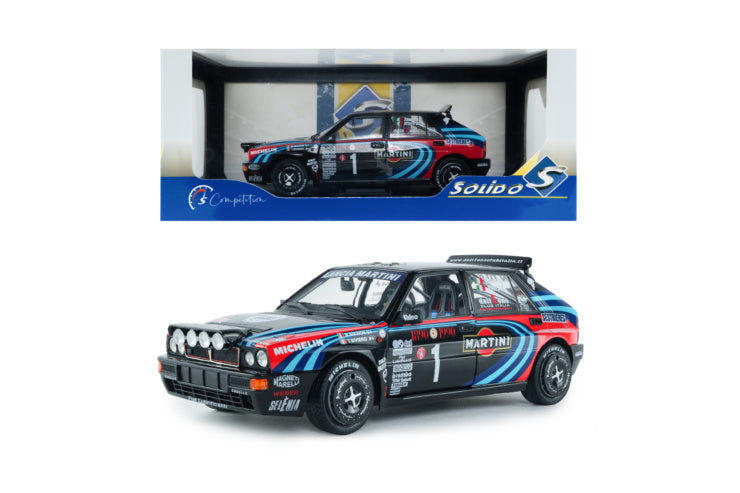 Solido 1:18 Lancia Delta HF Integrale Tribute To Biason Black Sacco Rallye Monte *Damaged Packaging*
