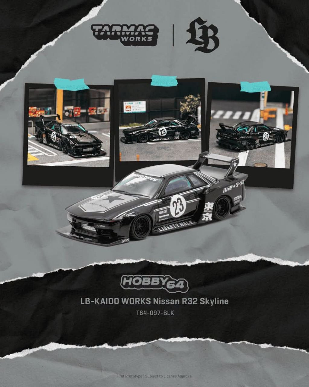 Tarmac Works 1:64 LB-KAIDO WORKS Nissan R32 Skyline Black