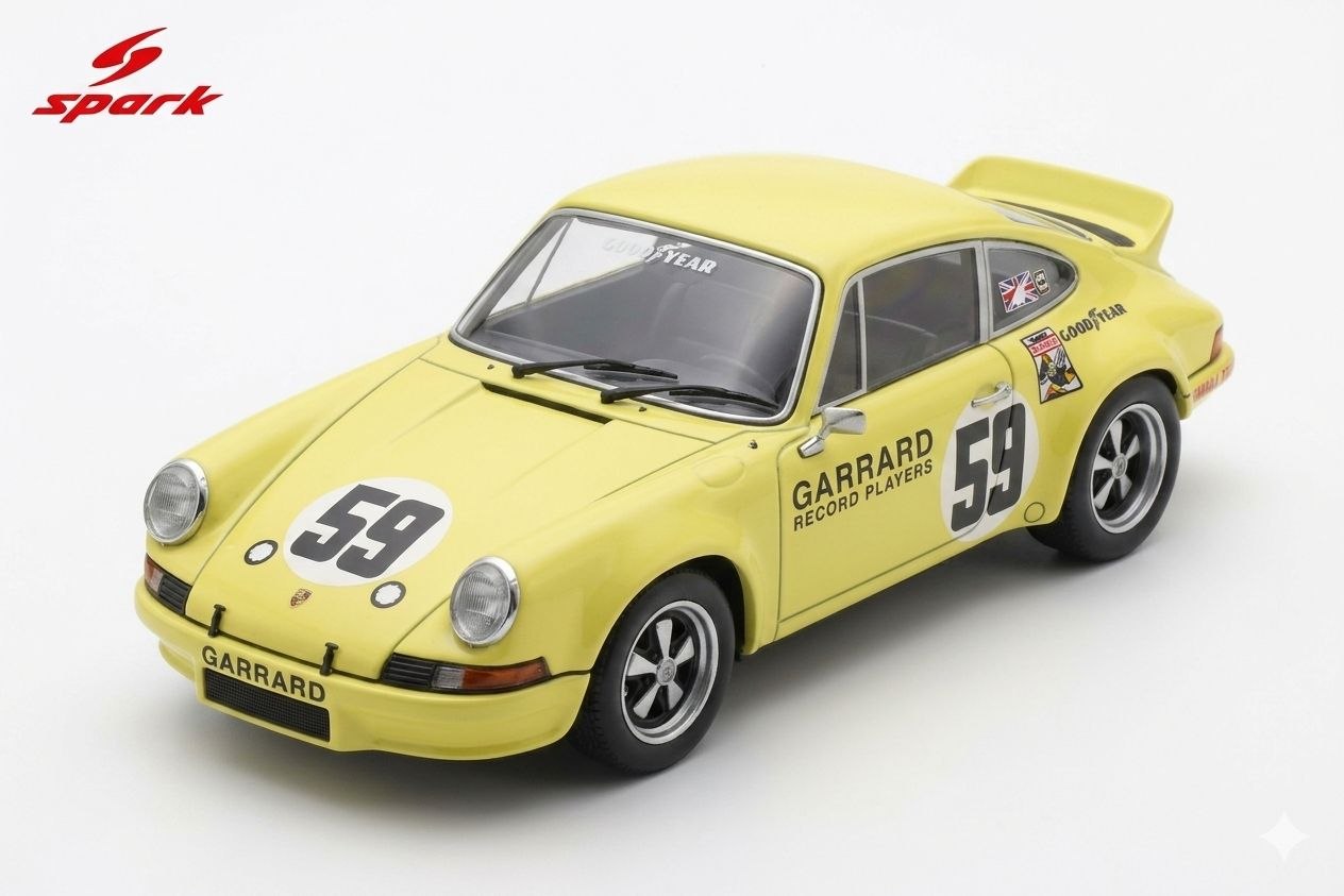 Spark Models 1:64 1973 Porsche 911 Carrera RSR #59 P.Gregg/H.Haywood/D.Helmick Sebring 12H Yellow