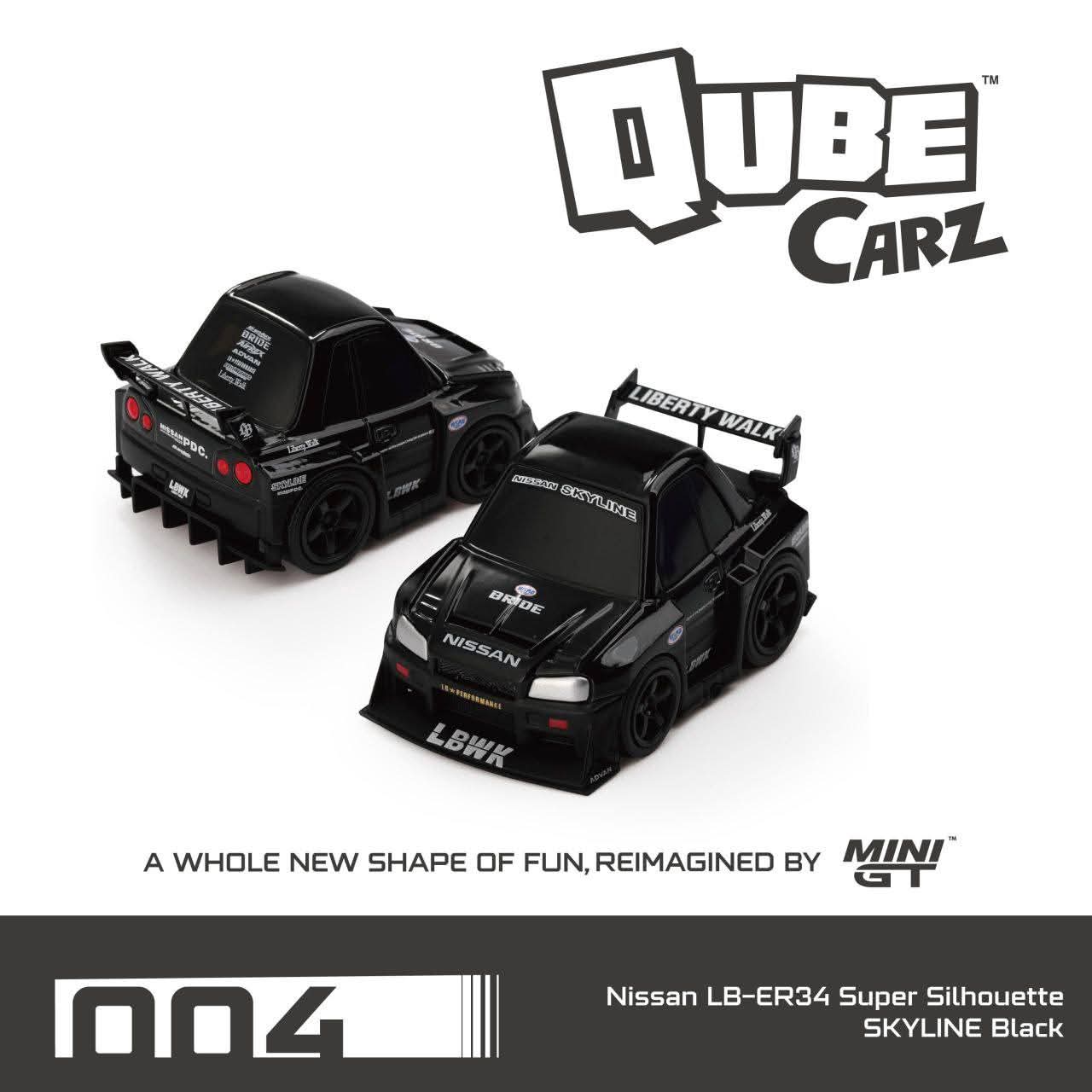 Mini GT 1:64 Qube Carz Nissan LB-ER34 Super Silhouette SKYLINE Black QZ00401-BL