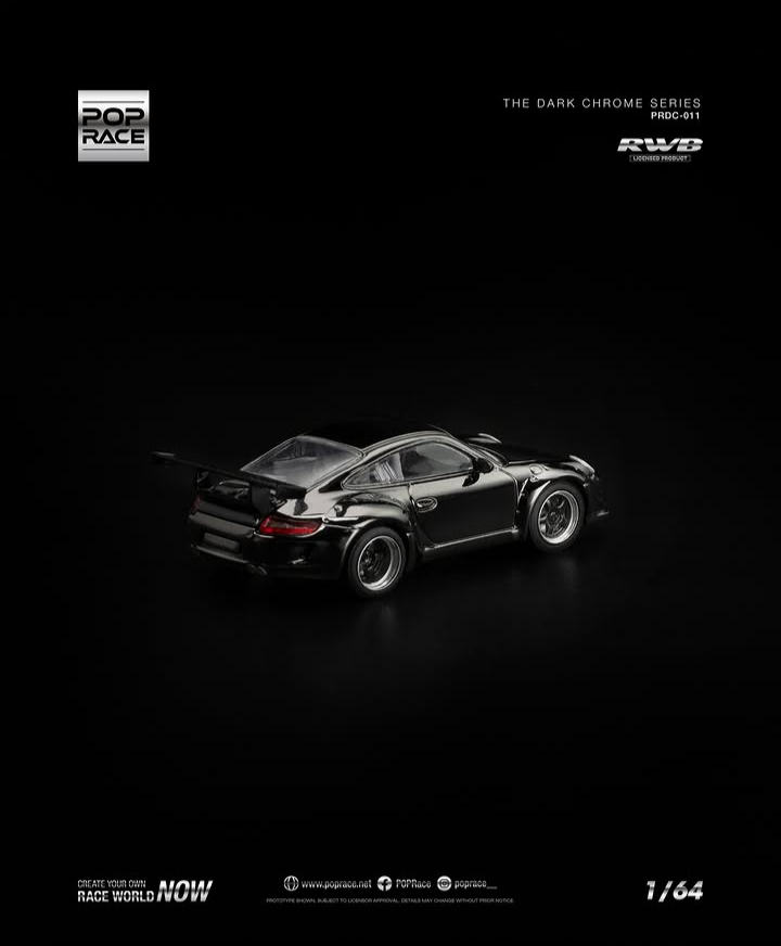 Pop Race 1:64 RWB 997 Dark Chrome PRDC011