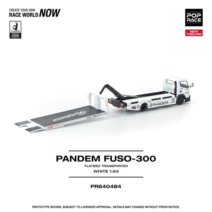 Pop Race 1:64 Pandem Fuso 300 Flathead Transporter White *NEW TOOLING* PR640484