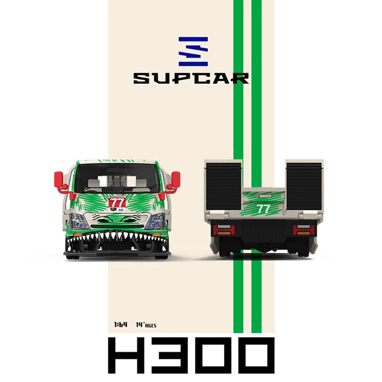 Supcar 1:64 Diecast H300 Tow Truck White/Green Livery