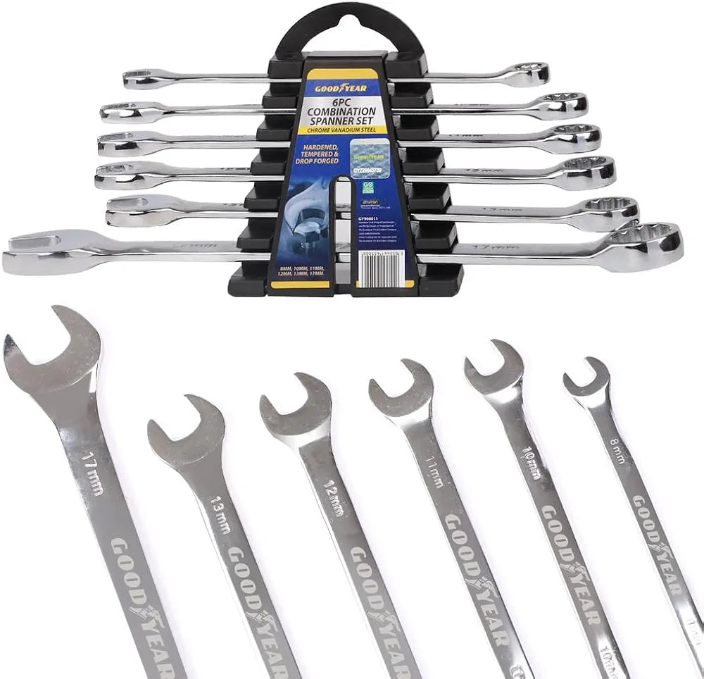 Goodyear Professional 6pc Spanner Set - Durable Chrome Vanadium Steel