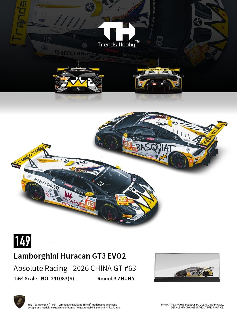 Trends Hobby 1:64 Lamborghini Huracan GT3 EVO 2 Absolute Racing 2026 China GT #63