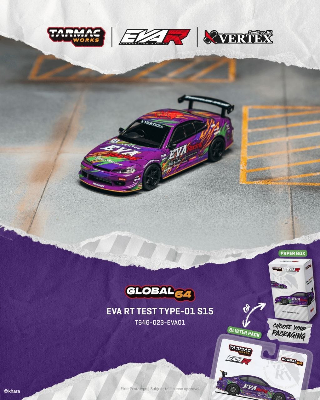Tarmac Works 1:64 2025 Nissan Silvia (S15) EVA RT Test Type-01