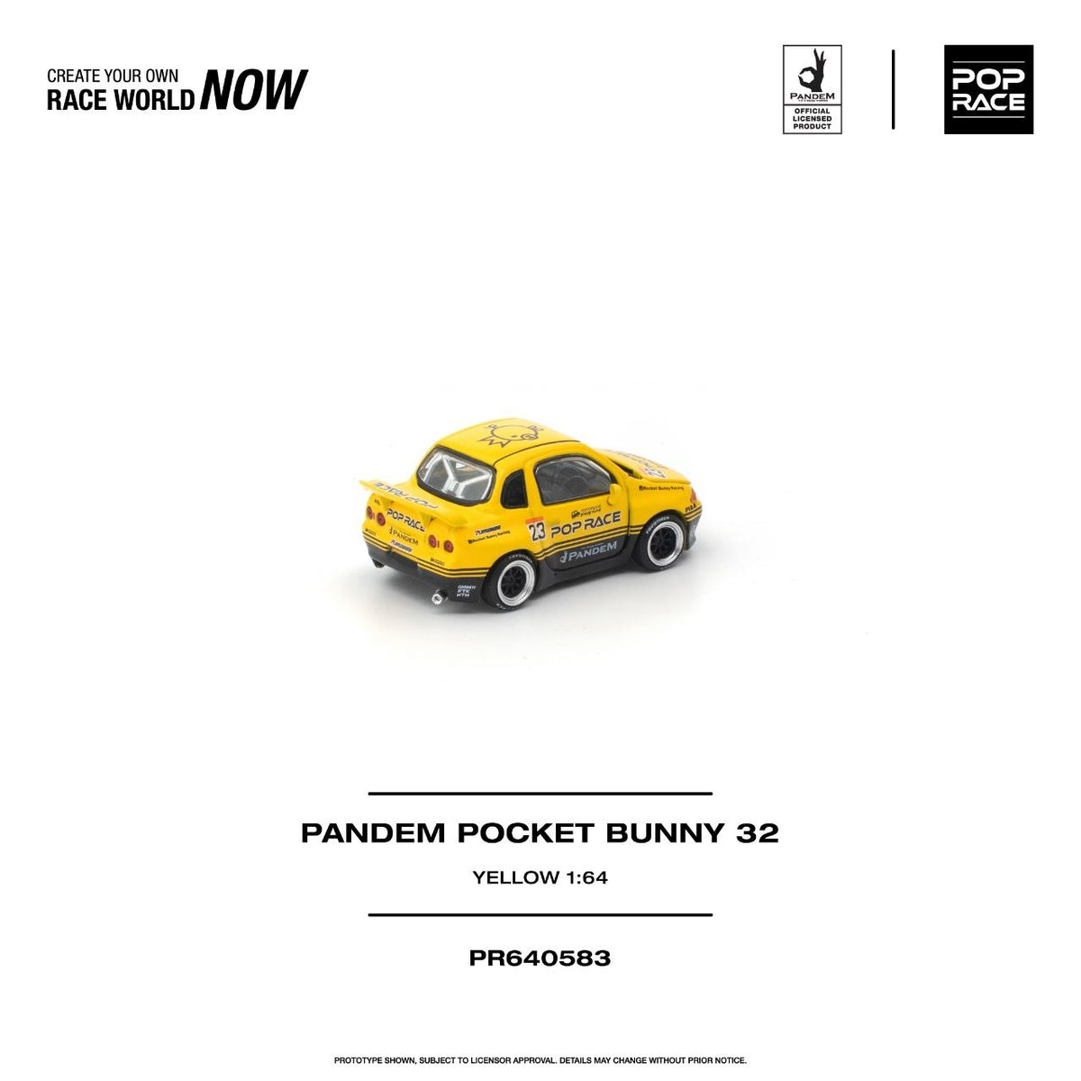 Pop Race 1:64 Pandem Pocket Bunny 32 Yellow PR640583