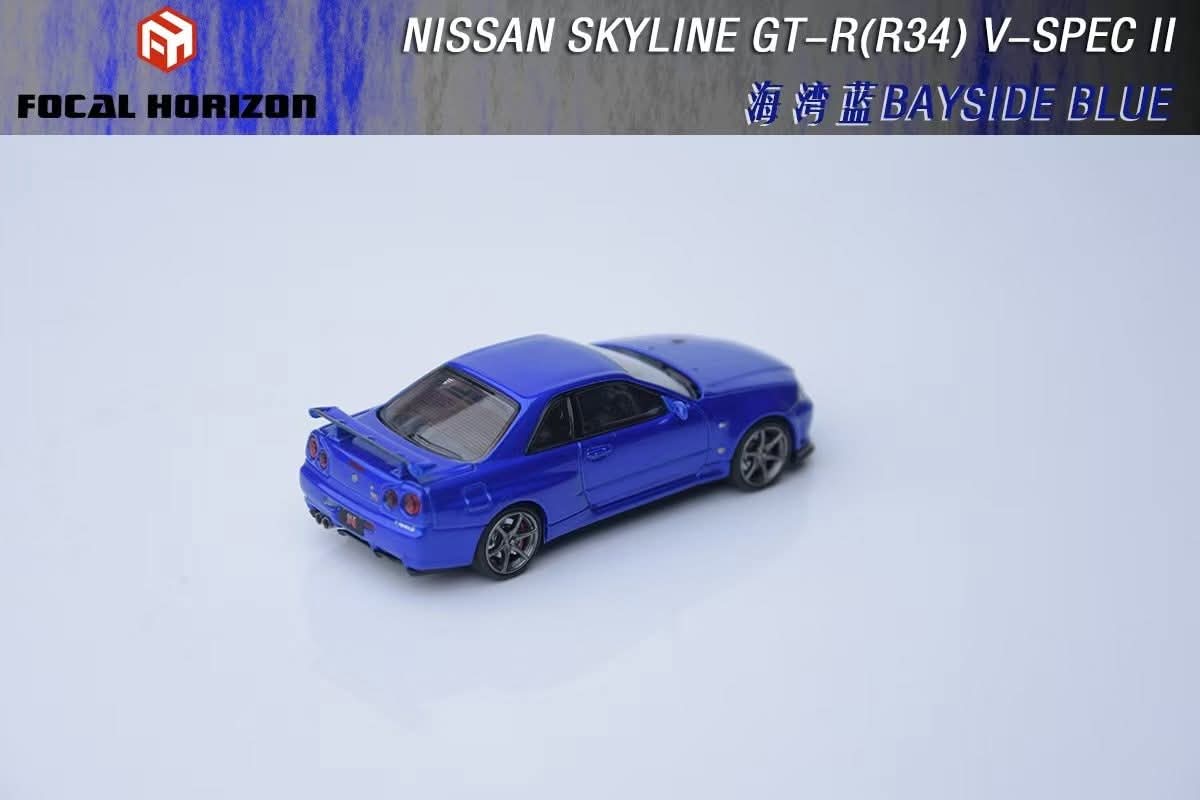 Focal Horizon 1:64 Diecast Nissan Skyline GT-R R34 V-SPEC-II Bayside Blue