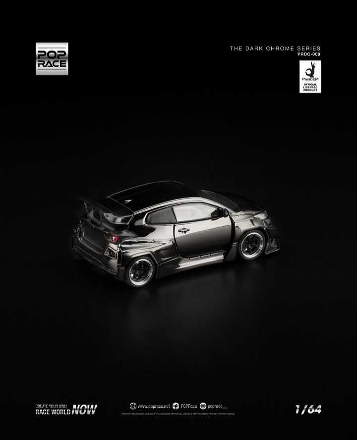 Pop Race 1:64 Pandem GR Yaris Dark Chrome PRDC009