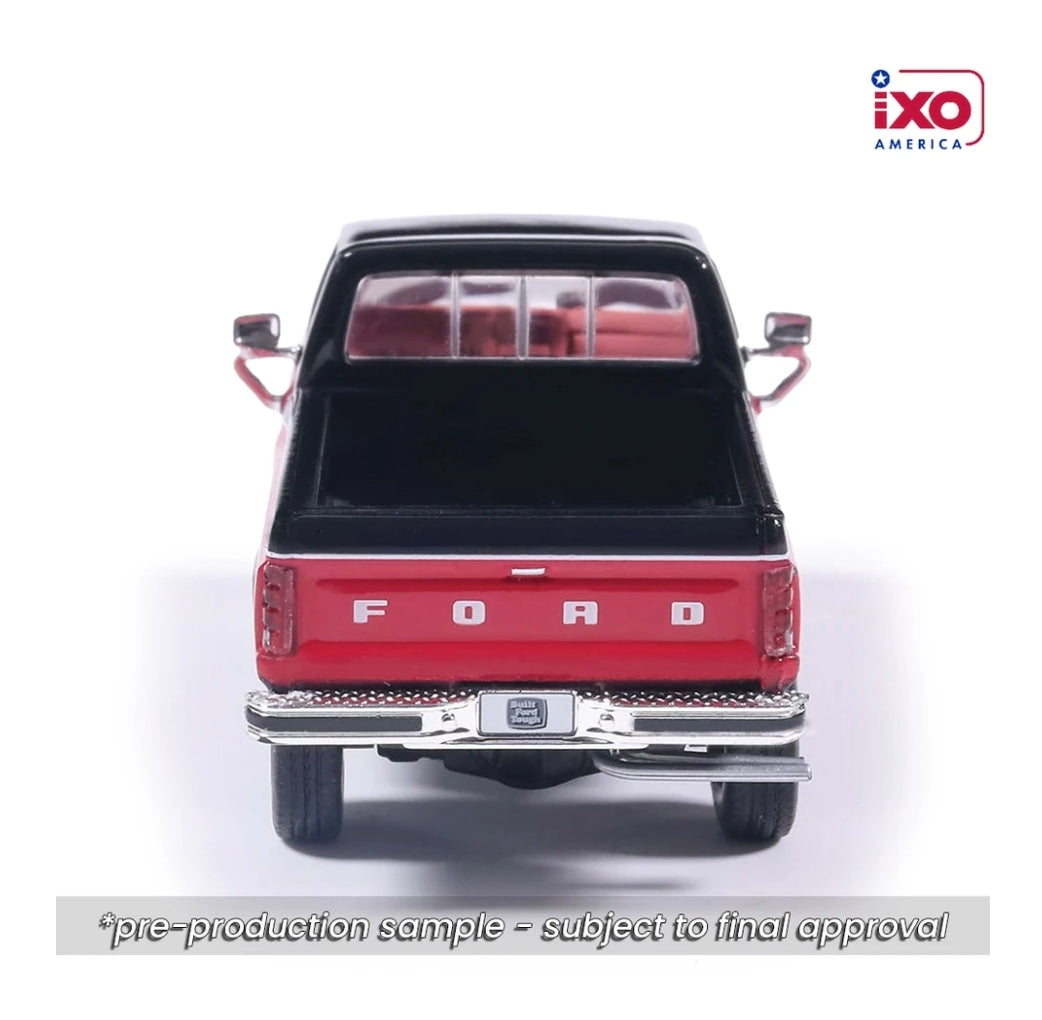 IXO America 1:64 1982 F-350 XL Short Bed - Raven Black & Candy Apple Red Deluxe Tu-Tone