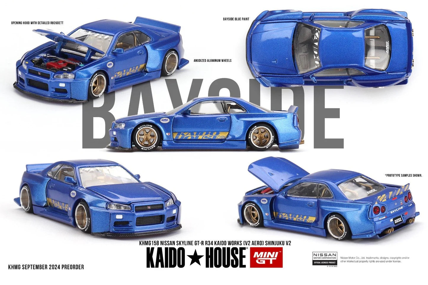 Kaido House x Mini GT Nissan Skyline GT-R (R34) Kaido Works Shinjuku V2 1:64