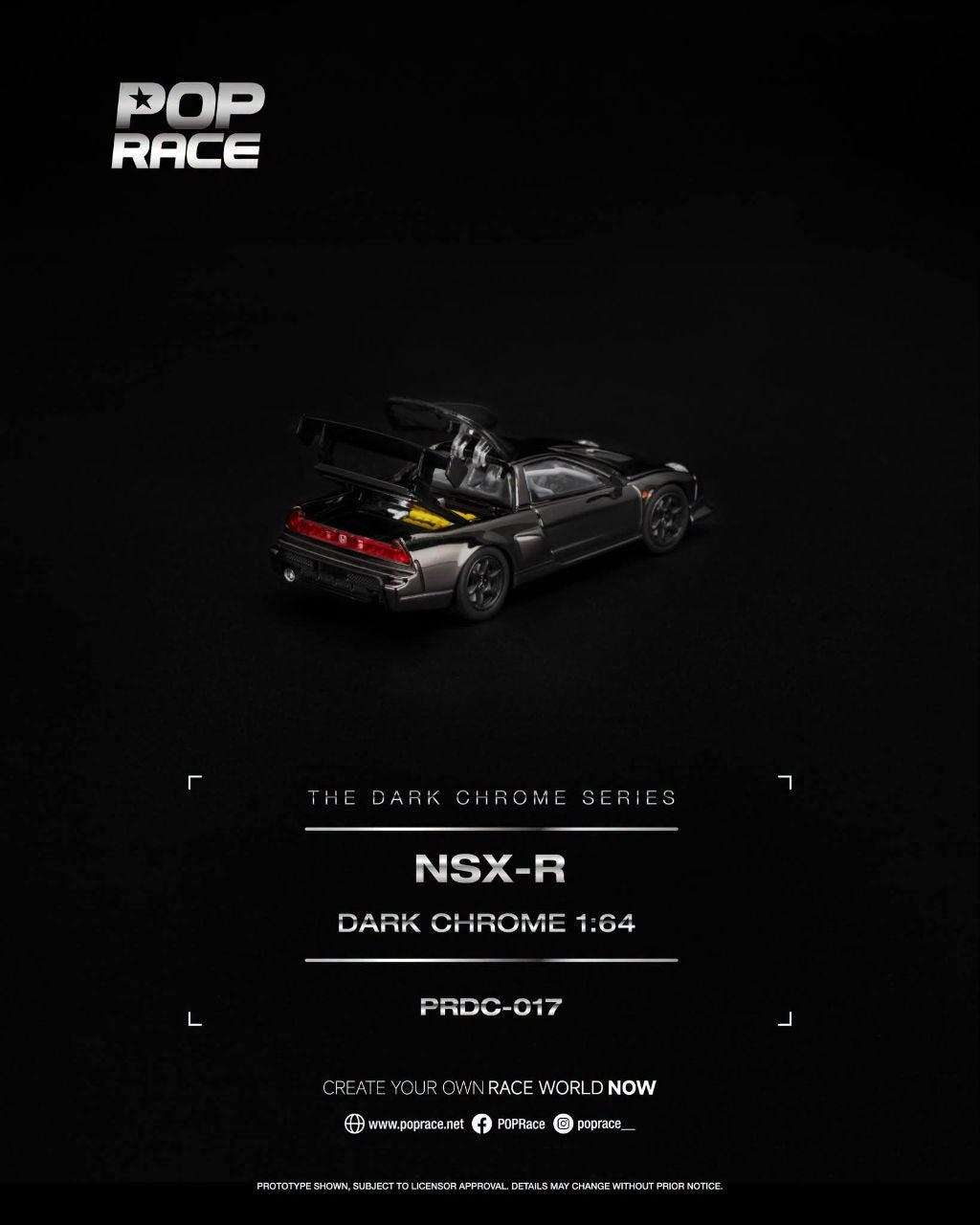 Pop Race 1:64 NSX-R Dark Chrome PRDC017