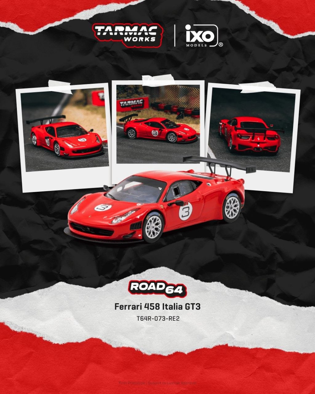Tarmac Works 1:64 Ferrari 458 Italia GT3 Red