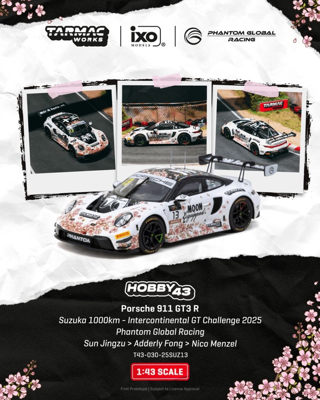 Tarmac Works 1:43 Porsche 911 GT3 R Suzuka 1000km - Intercontinental GT Challenge 2025
Phantom Global Racing Sun Jingzu / Adderly Fong / Nico Menzel