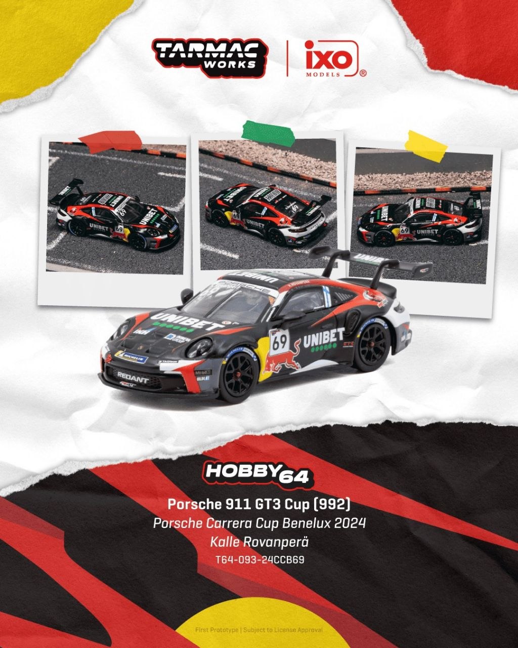 Tarmac Works 1:64 Porsche 911 GT3 Cup (992) Porsche Carrera Cup Benelux 2024 Kalle Rovanperä