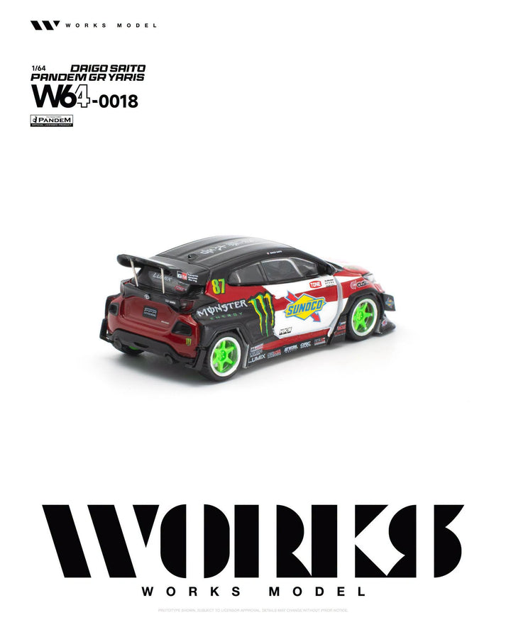 Works Model 1:64 Pandem GR Yaris Daigo Saito #0018