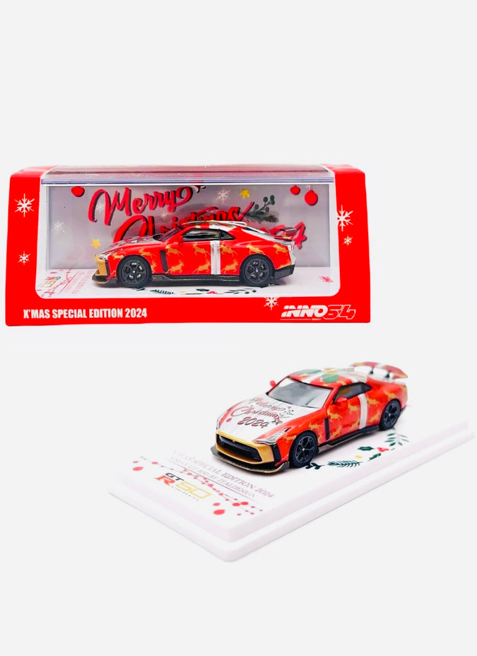 Inno64 Nissan GT-R50 "X'MAS 2024" Special Edition With Chrome Gold Chase Car *RANDOM*