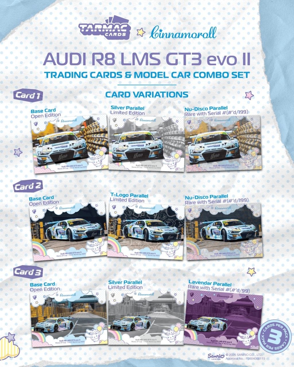 Tarmac Works 1:64 2025 Audi R8 LMS GT3 EVO II #36 Uno Racing Macau GT with Diorama and Card