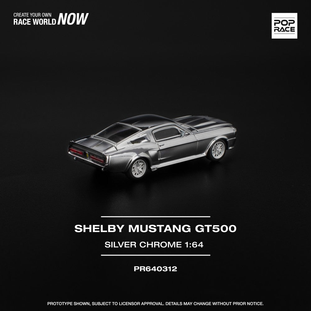 Pop Race 1:64 Shelby Mustang GT500 Silver Chrome PR640312