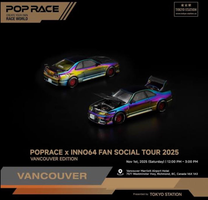 Pop Race XCARTOYS 1:64 APA XPO 2025 Exclusive Skyline GT-R R33 Chrome Chameleon