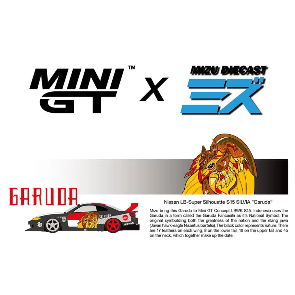 Mini GT x Mizu 1:64 LB-Silhouette Nissan Silvia S15 GARUDA #652 Blister Packaging
