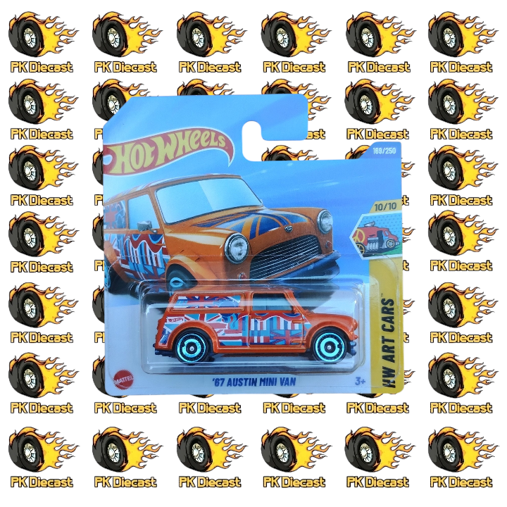 Hot Wheels 1:64 Mainline '67 Austin Mini Van Orange 169/250 HW Art Cars Short Card
