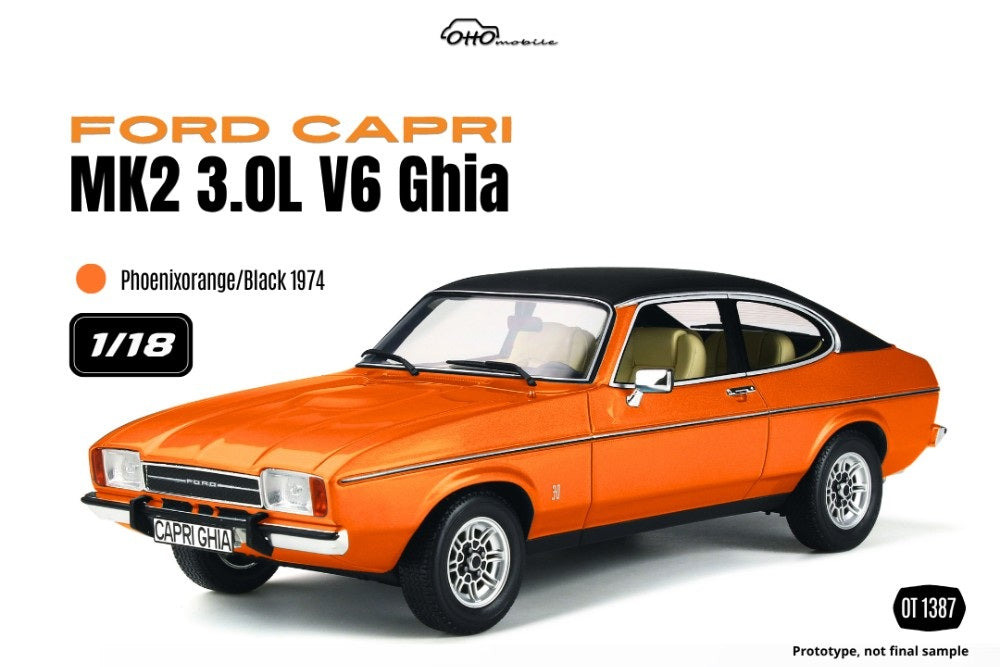 Ottomobile 1:18 1974 Ford Capri MK2 3.0L V6 Ghia Phoenix Orange/Black *Resin Series