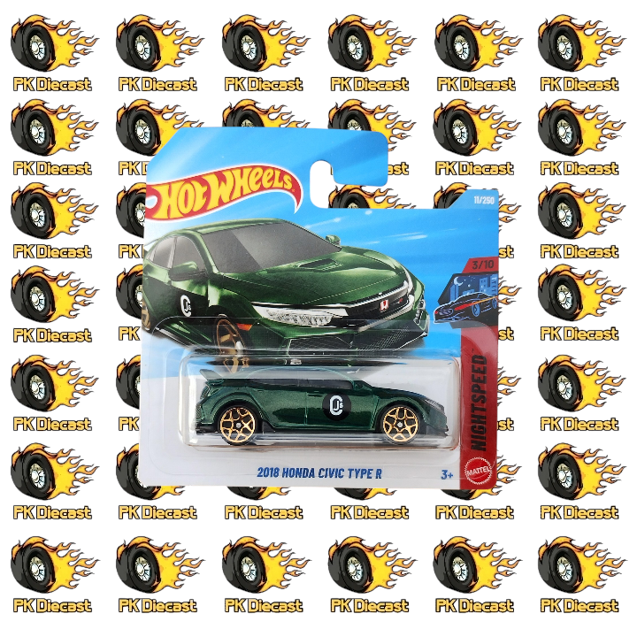 Hot Wheels 1:64 Mainline 2018 Honda Civic Type R 11/250 Nightspeed Short Card