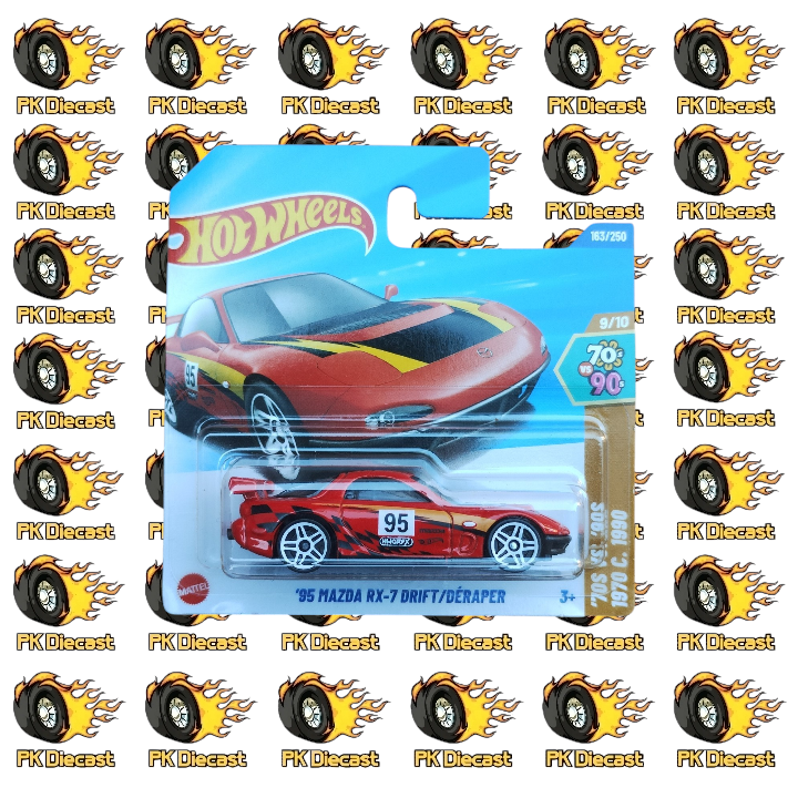 Hot Wheels 1:64 Mainline '95 Mazda RX-7 Drift 163/250 70s Vs 90s Short Card