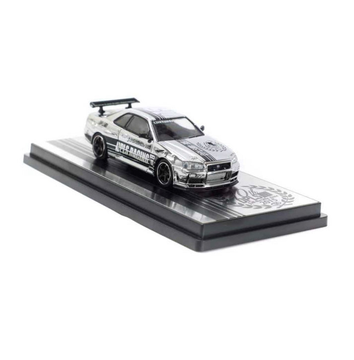 Inno64 x DPLS 1:64 Nissan Skyline GT-R R34 *10th Anniversary* Chrome Special Edition Box Set