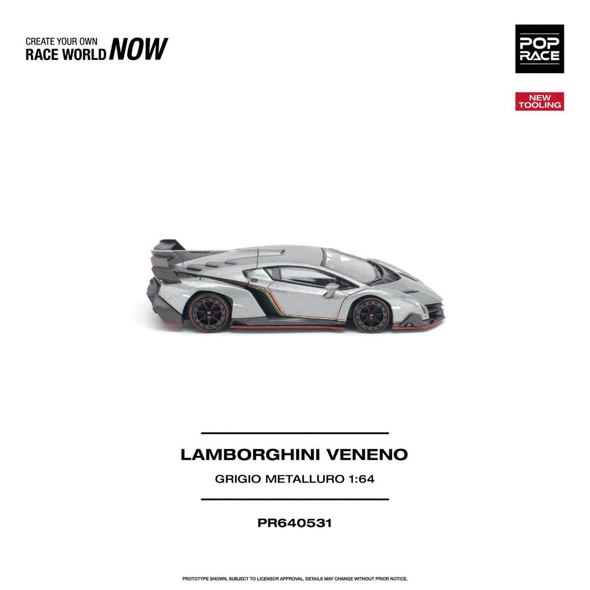 Pop Race 1:64 Lamborghini Veneno Grigio Metalluro *New Tooling* PR640531