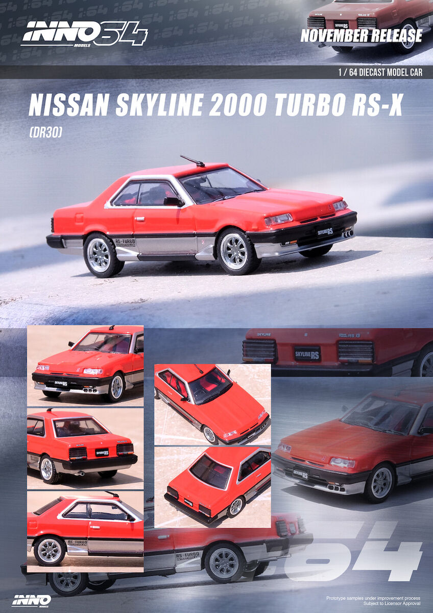 Inno64 Nissan Skyline 2000 Turbo RS-X (DR30) Red / Silver With Chrome Rims