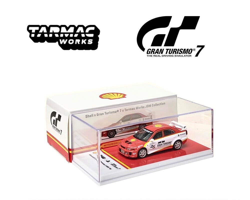Tarmac Works 1:64 Mitsubishi Lancer Evo V GSR 1998 SHELL Gran Turismo 7