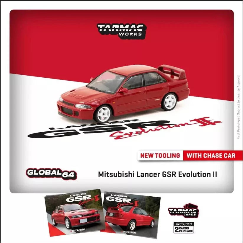 Tarmac Works Mitsubishi Lancer GSR Evolution II with Cards Sealed 1:64