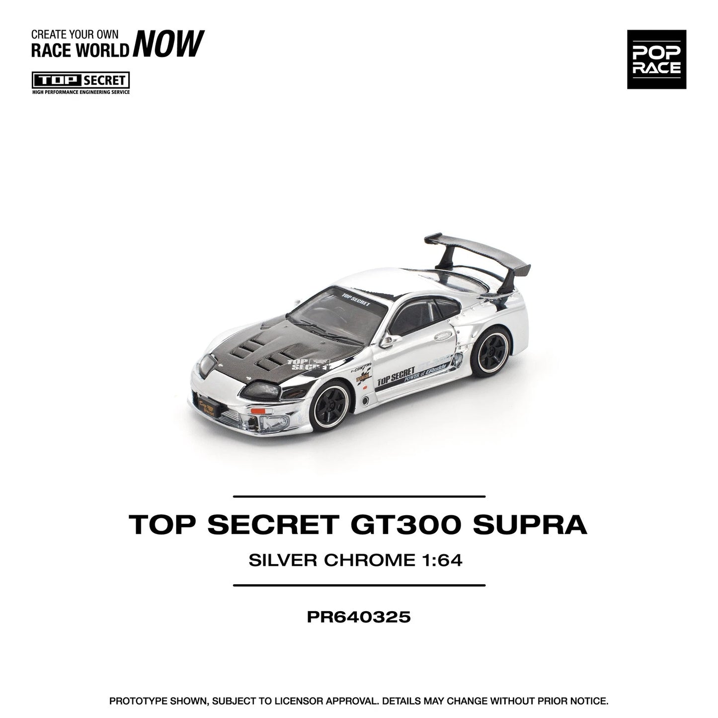 Pop Race 1:64 Top Secret GT300 Silver Chrome #0325