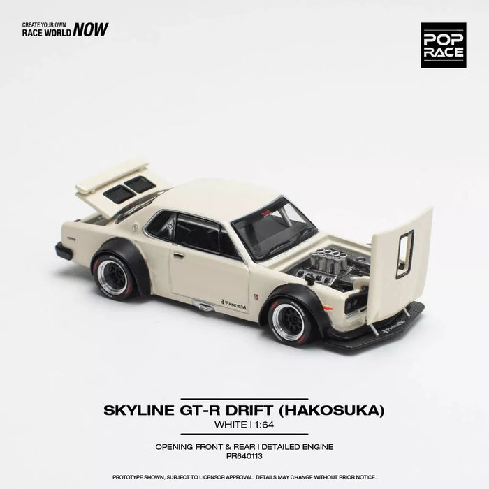 Pop Race 1:64 Skyline GT-R V8 Drift Hakosuka White