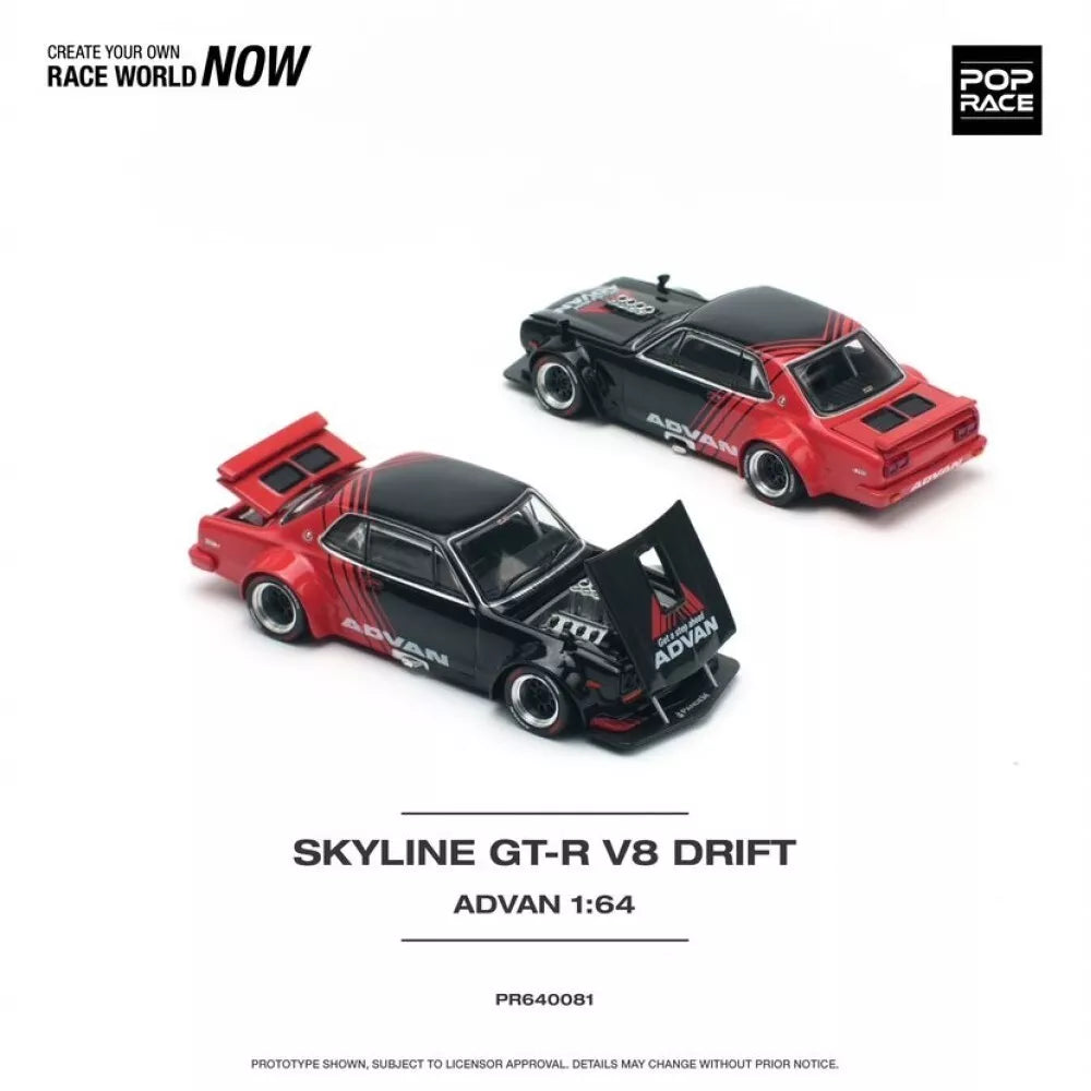 Pop Race 1:64 Skyline GT-R V8 Drift Hakosuka Advan PR640081